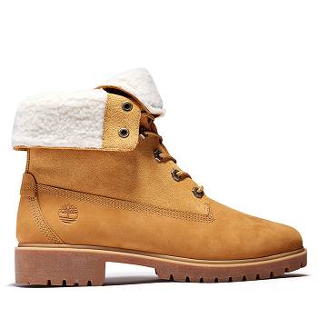 Timberland Női Jayne Fleece Fold-Down Vízálló Bakancs Teve